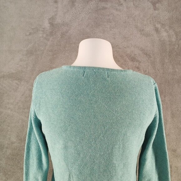 NWT KAREN SCOTT Textured Patchwork Sweater XS(0-2) Teal Aqua Cotton V-neck - Picture 10 of 13